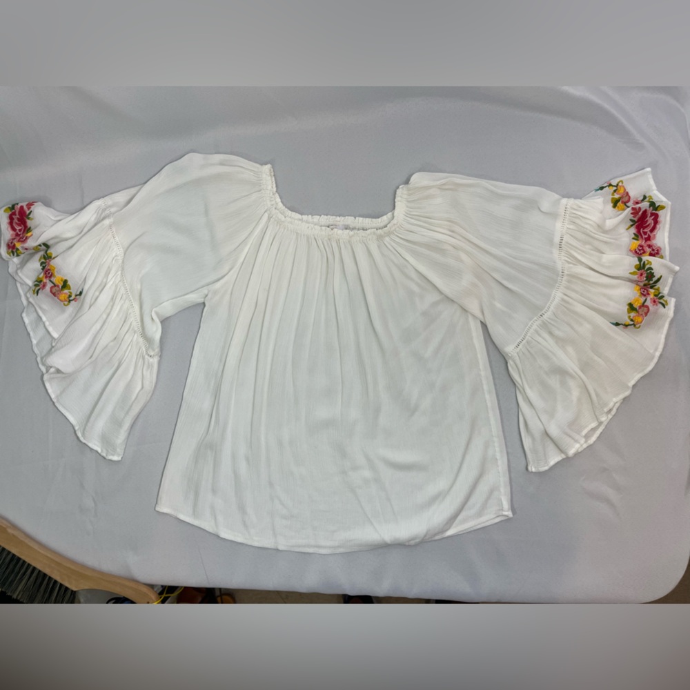 Johnny Was Casey Embroidered Tunic Top Medium Flowy Boho Gauzy - Picture 3 of 8
